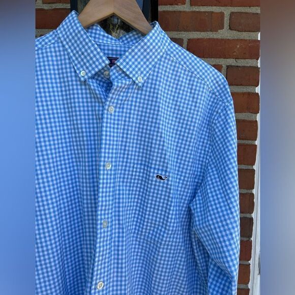 Vineyard Vines Blue and White Checkered Men's Shirt - Picture 3 of 10
